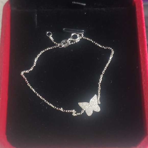18k white gold diamond butterfly bracelet - Picture 1 of 4